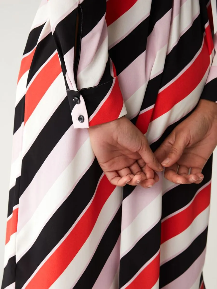 MARKS & SPENCER Women Striped V-Neck Midi Column Dress