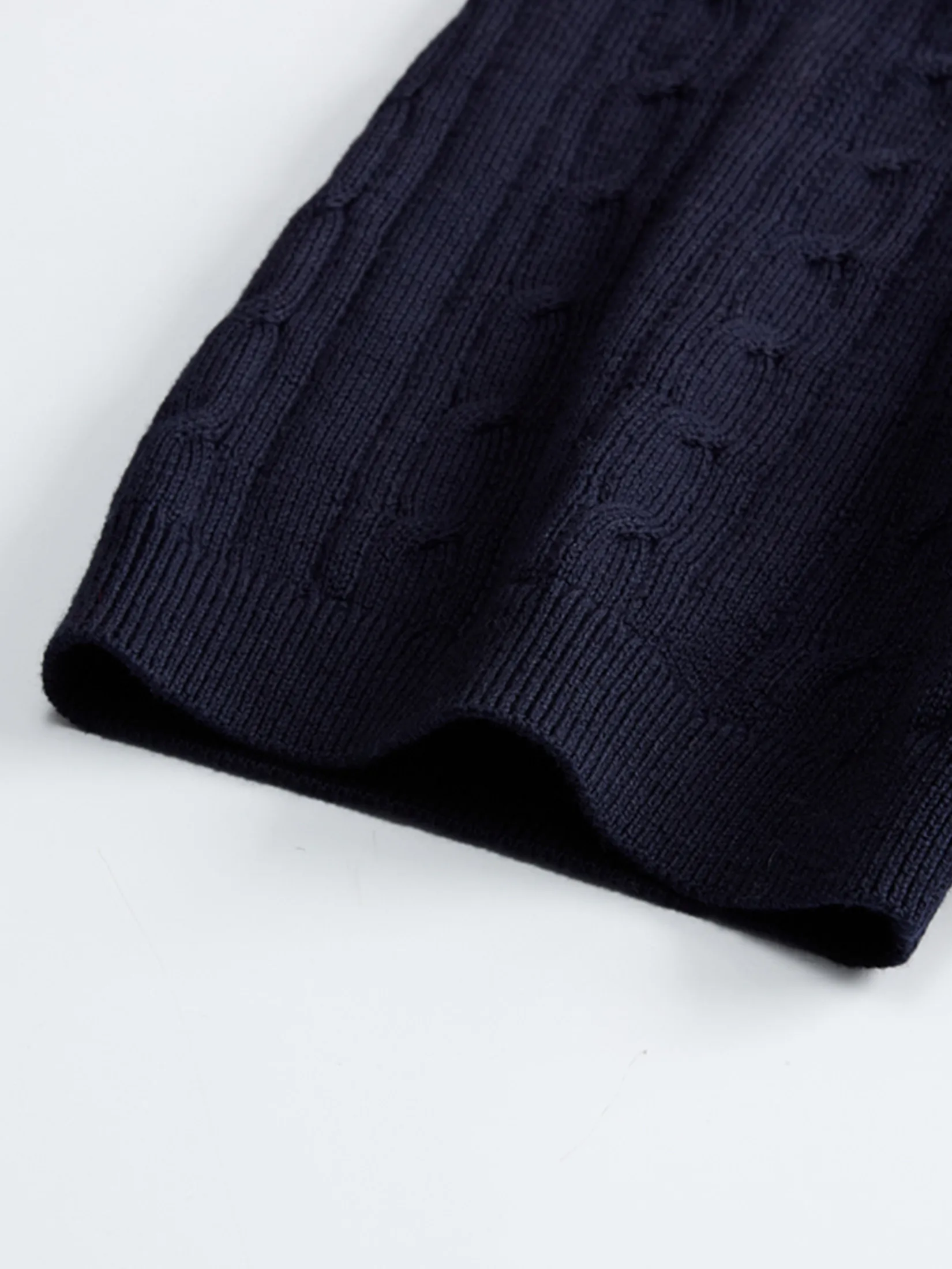 GIORDANO Men s Online Exclusive Cable Knit Polo Pullover Sweater (Korea) Dark blue