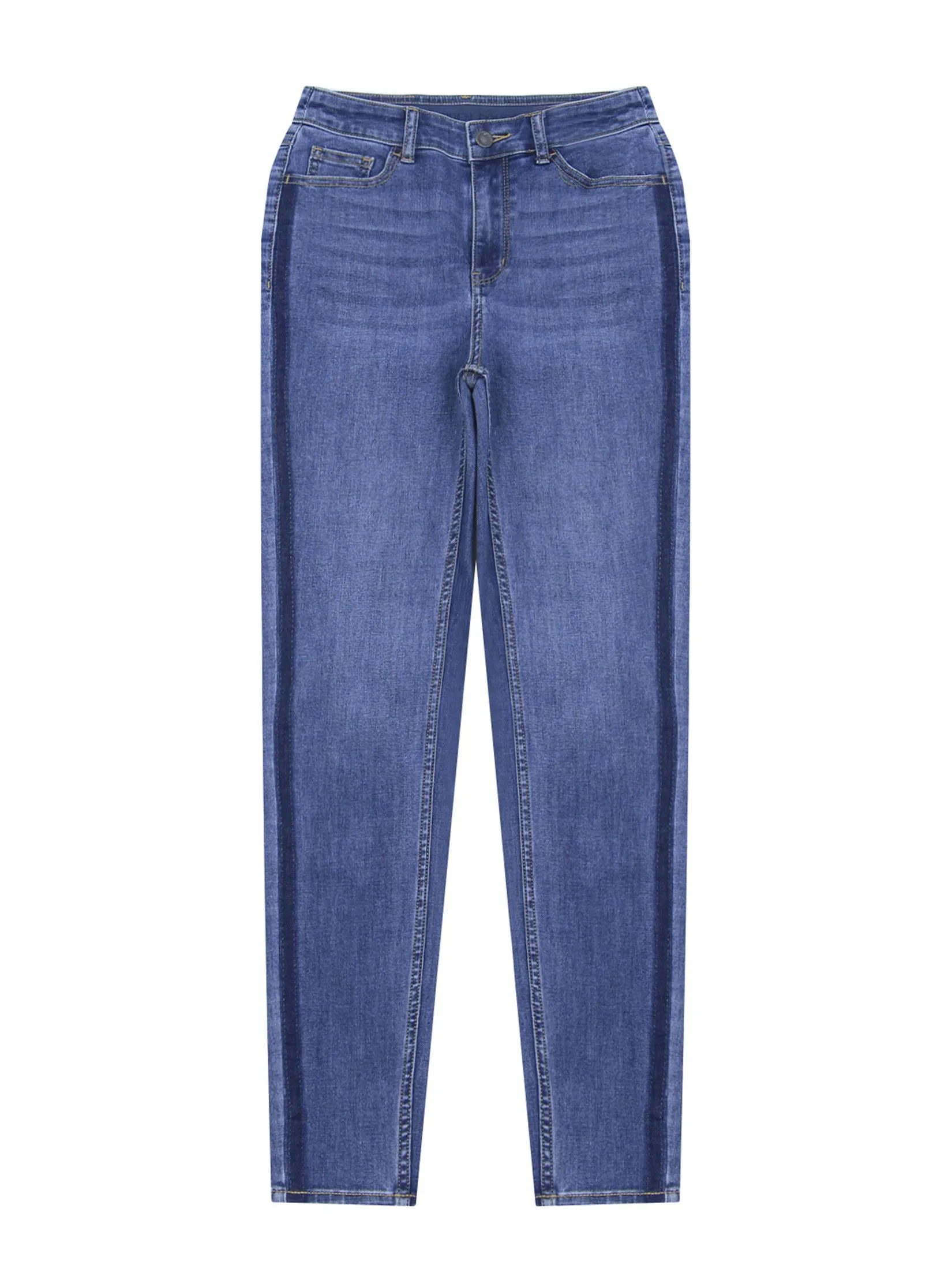 GIORDANO Women's Ultra Stretch Denim Jeans (180° Waistband) Med Indigo Denim blue