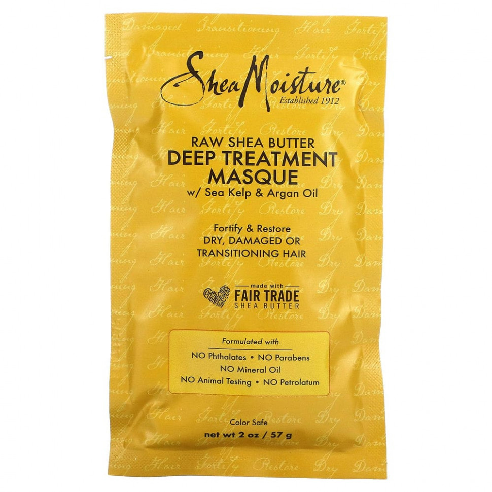 SheaMoisture, Raw Shea Butter, Moisture Recovery Treatment Masque with Seal Kelp & Argan Oil, 2 fl oz (59 ml)