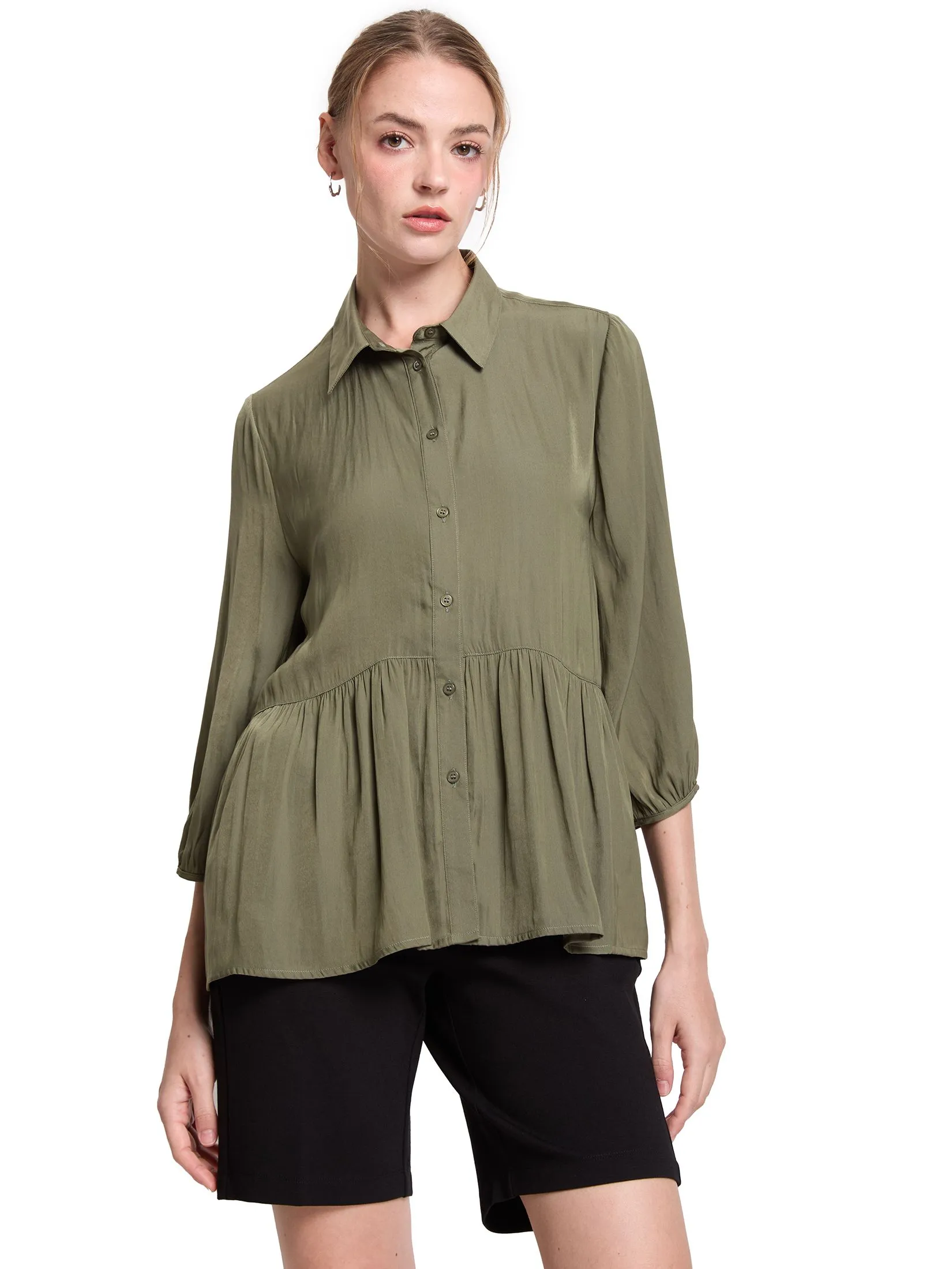 EASY PIECES Women Shirt Long Sleeves Button-Down Front