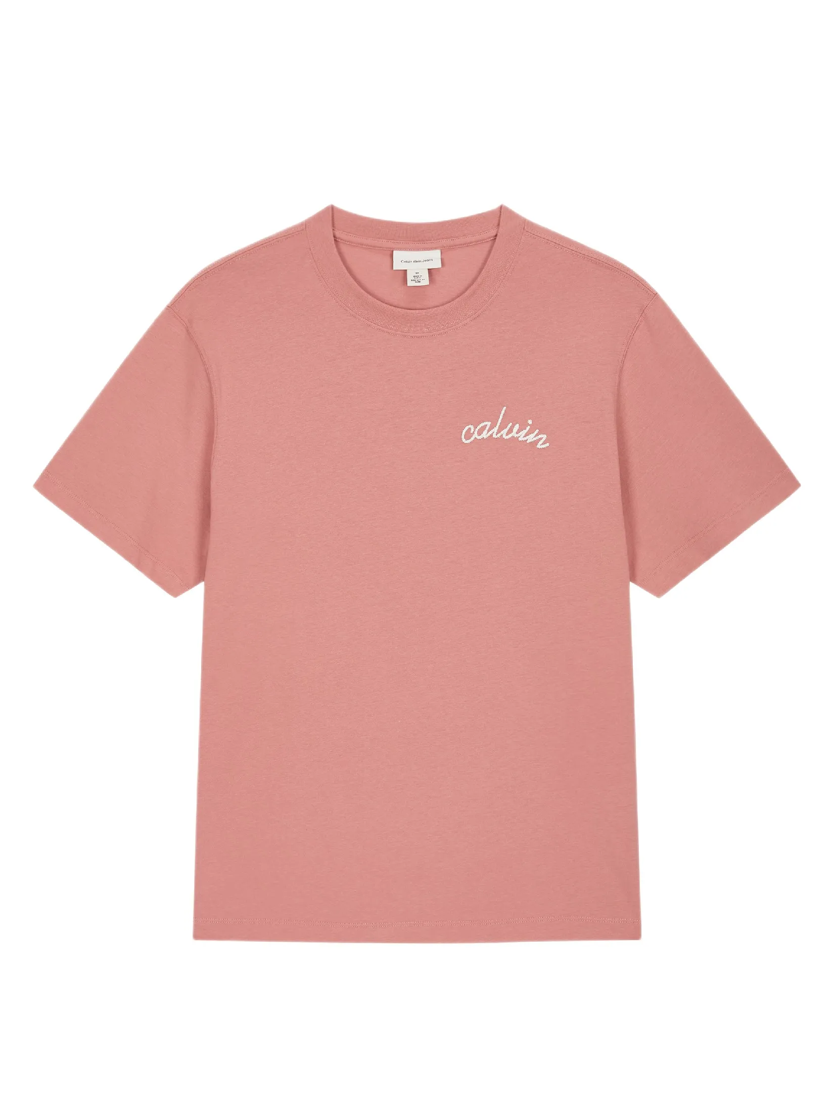 CALVIN KLEIN Men s Easy Fit Small Chain Stitch Logo Short Sleeve T-Shirt Rose