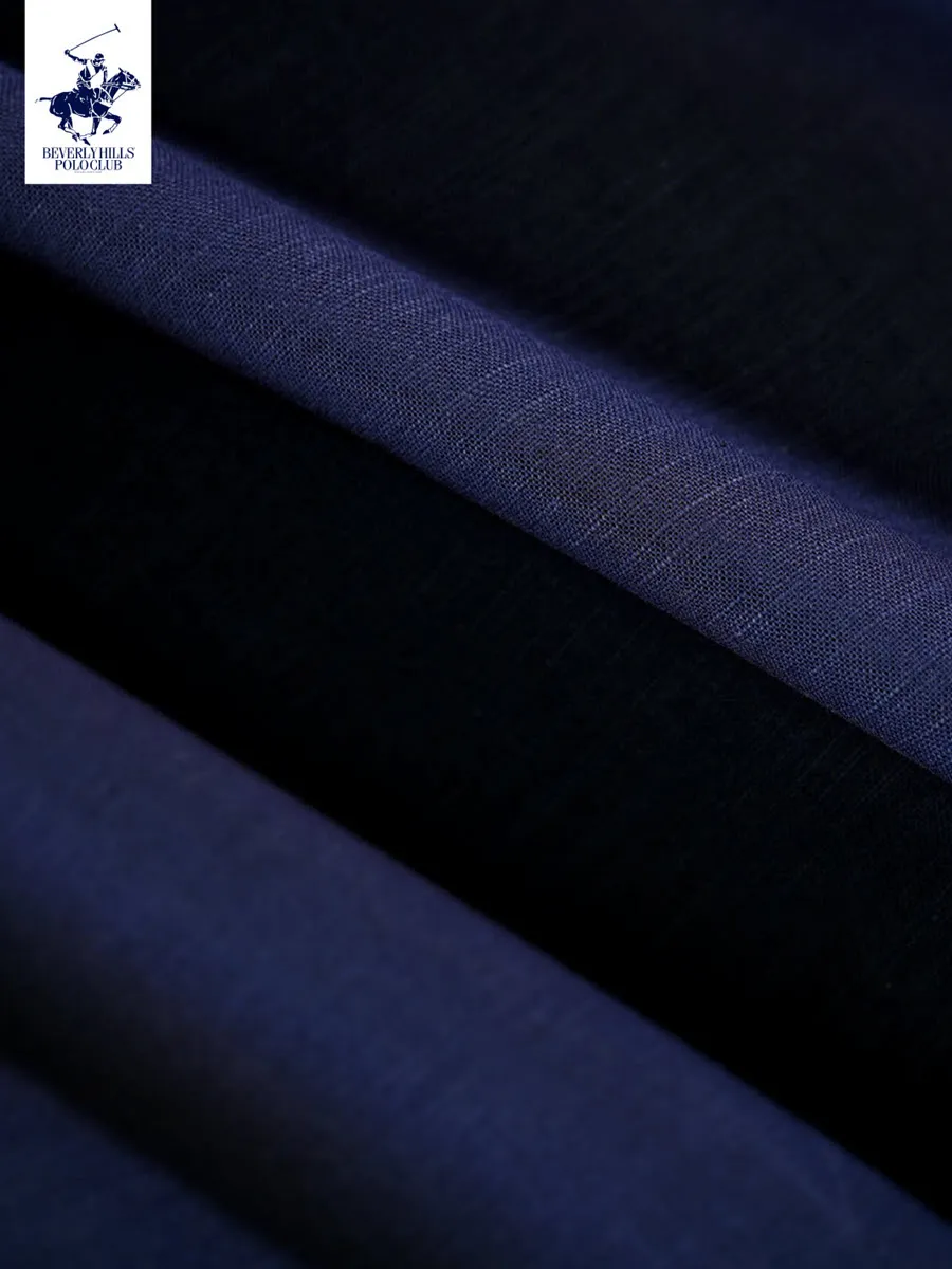 BEVERLY HILLS POLO CLUB Women Cotton Linen Relax Fit Shirt Long Sleeve, Light Blue