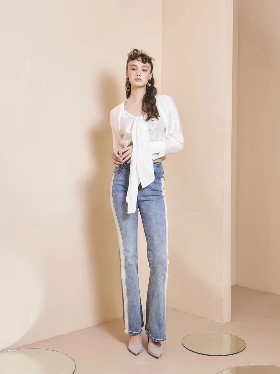THEA BY THARA Trim-Detailed Wide-Leg Jeans Blue