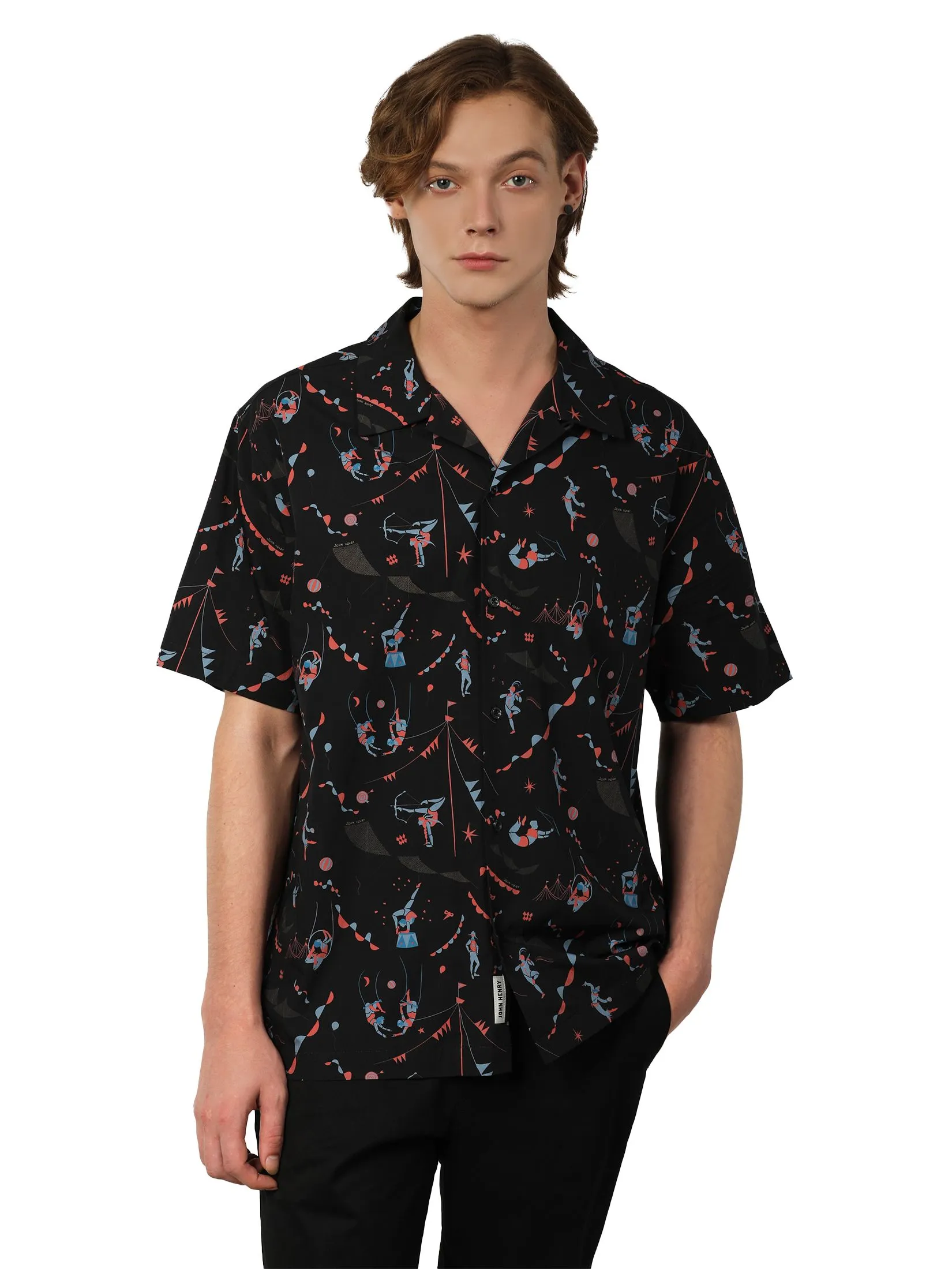 JOHN HENRY Men's Short Sleeves Shirts (Relaxed Fit) MERRIMENT Navy