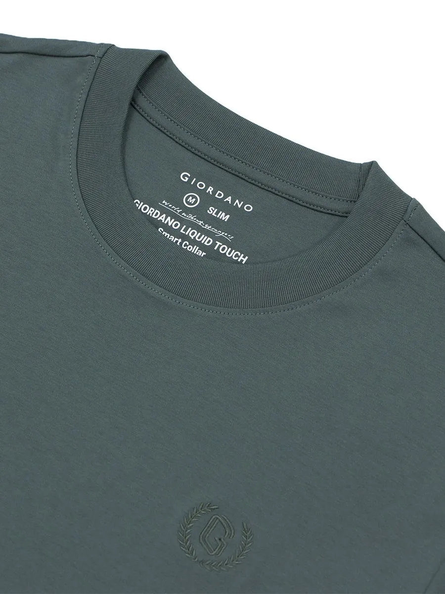 GIORDANO Men's Interlock Embroidery Tee (Liquid Touch)  Balsam Green