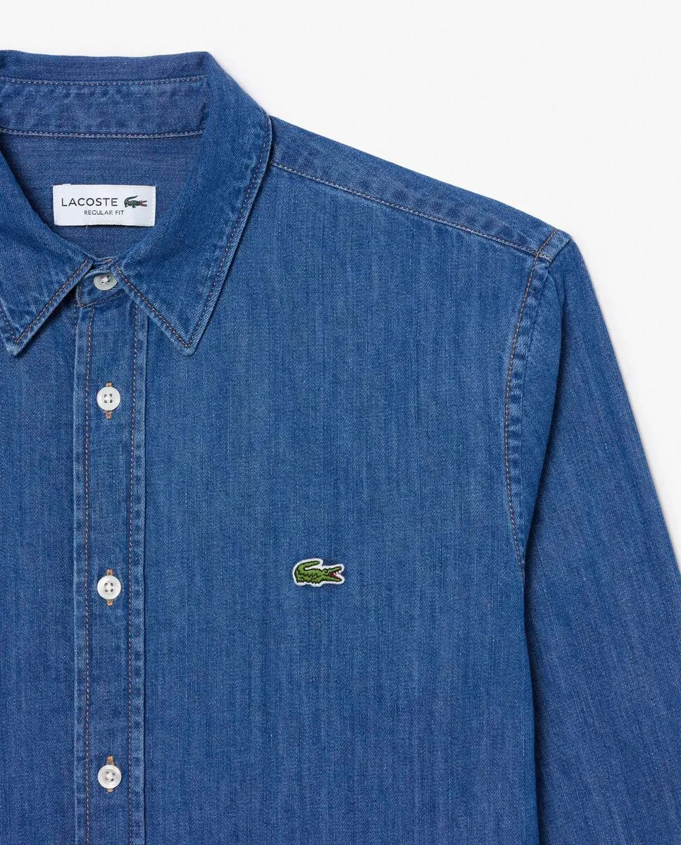 LACOSTE Lightweight Denim Regular Fit Shirt Blue