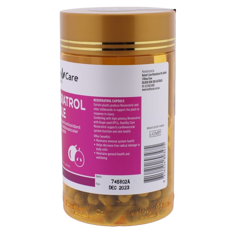 Ресвератрол Антиоксидант для сердечно-сосудистой системы Healthy Care 180 капсул