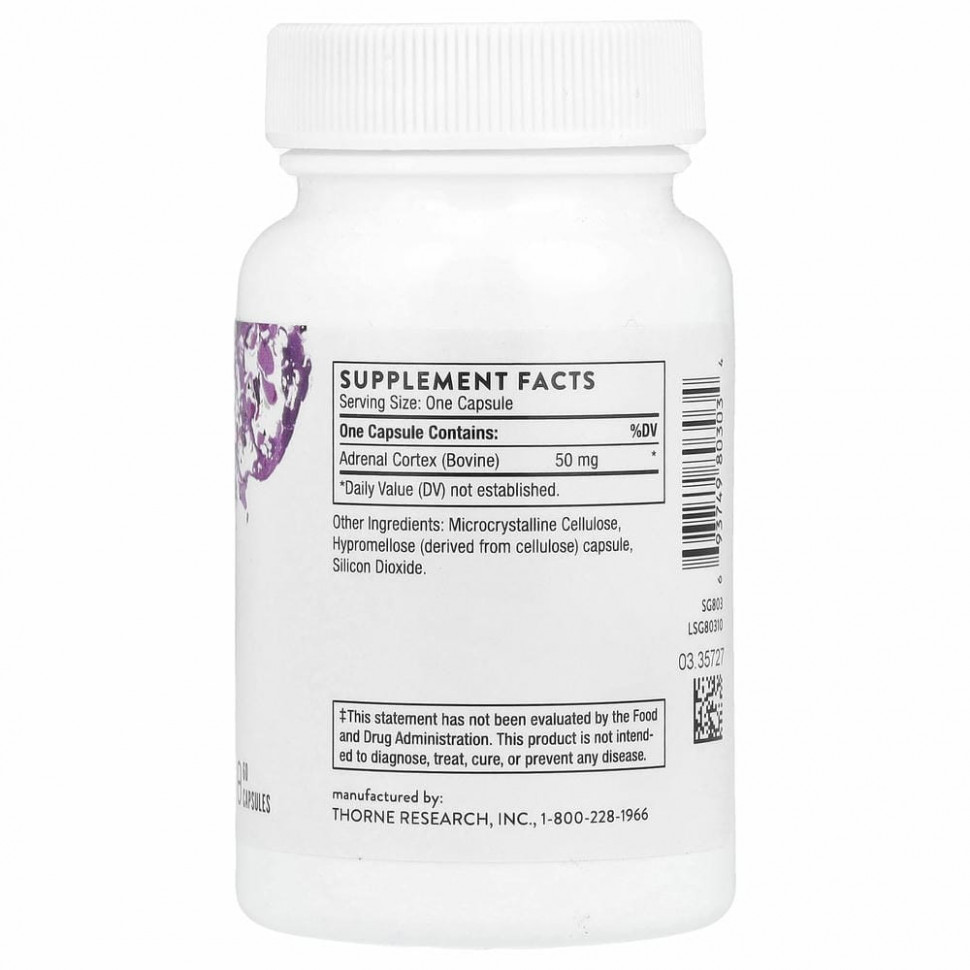 Thorne Research, кора надпочечников, 60 капсул