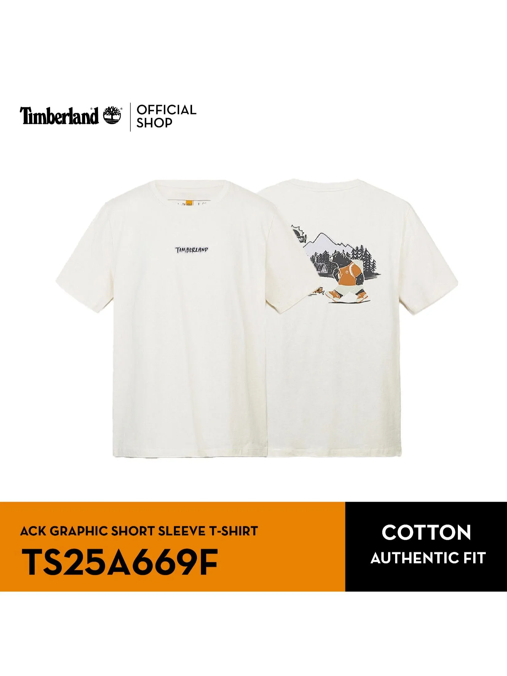 TIMBERLAND Men's Back Graphic Short Sleeve T-Shirt Neutral White