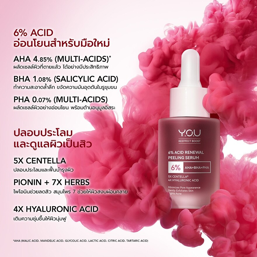 Y.O.U Reeffect Boost 6 Acid Renewal Peeling Serum 20ml.