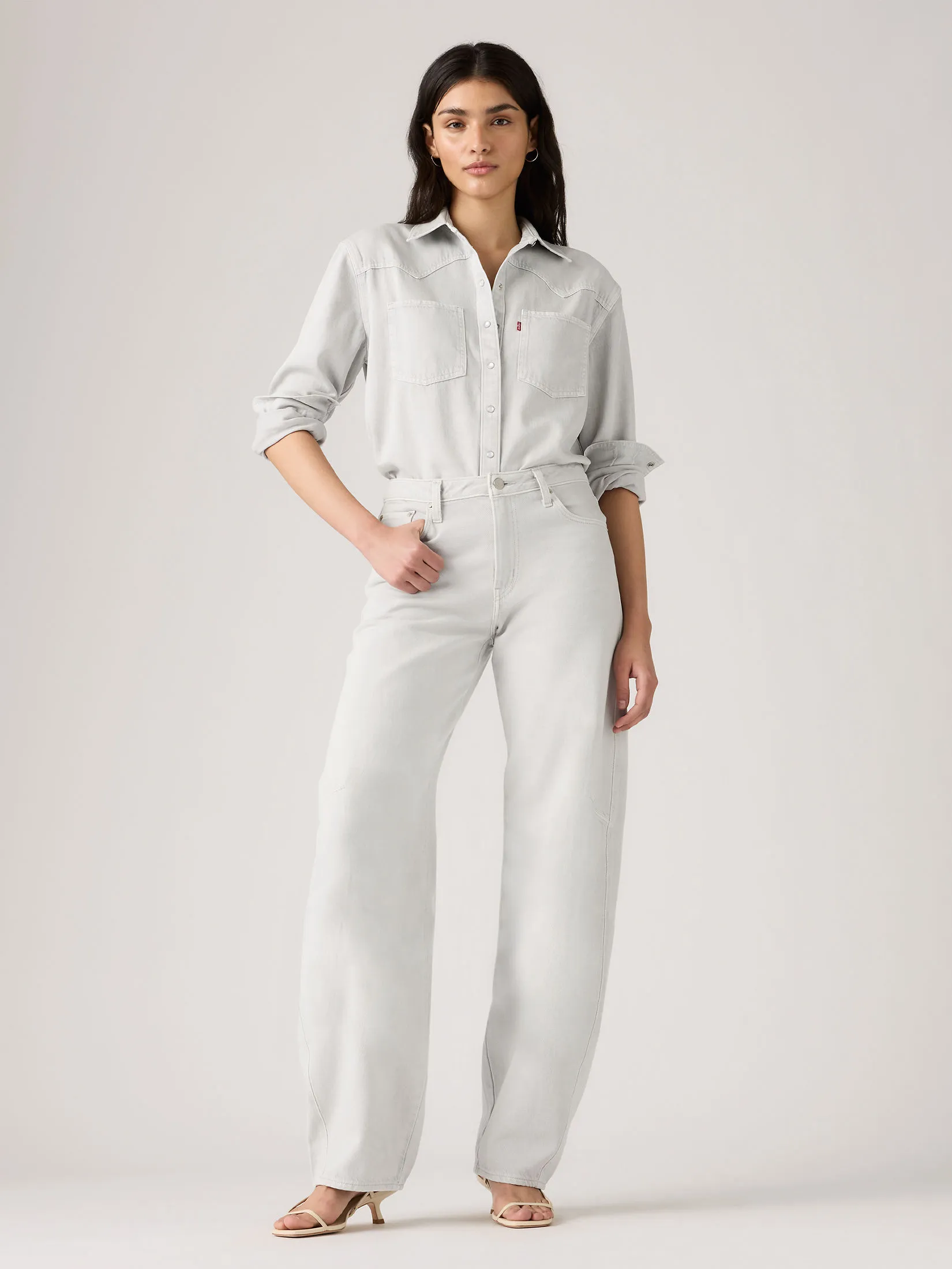 LEVI'S Women s Baggy Dad Barrel Jeans Grey