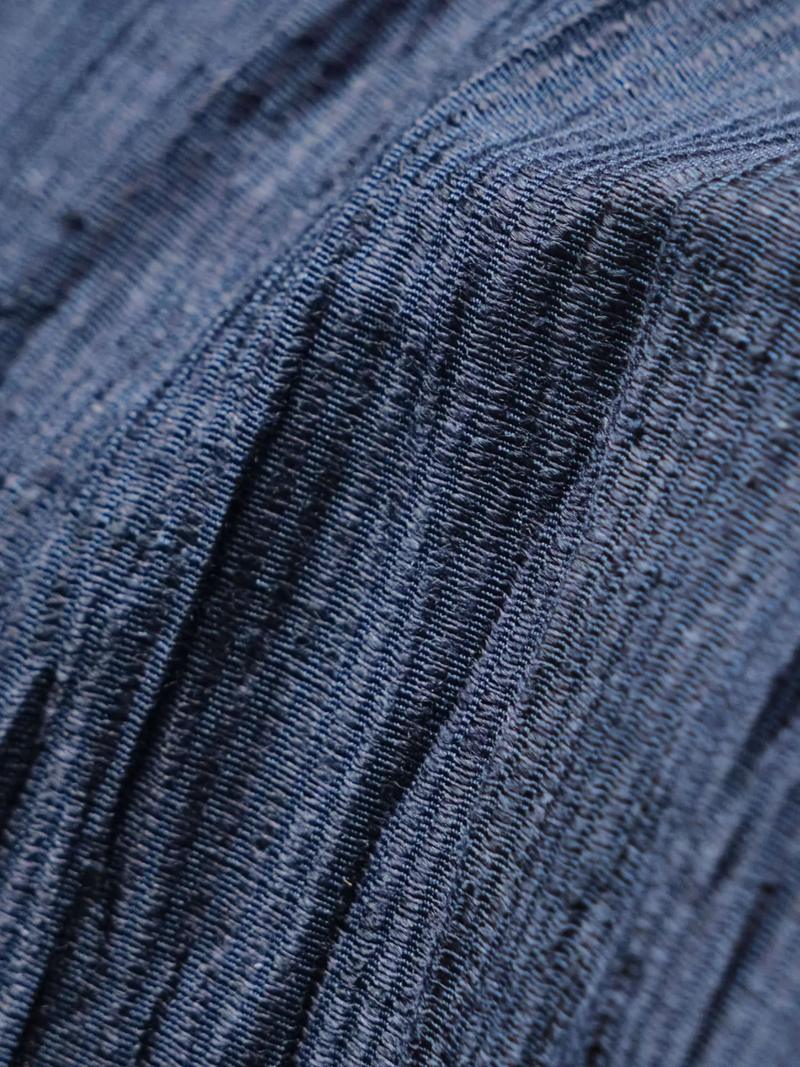 TAKEO KIKUCHI MEN NAVY TEXTURED STRIPE CHECK OVERSIZED SHIRT