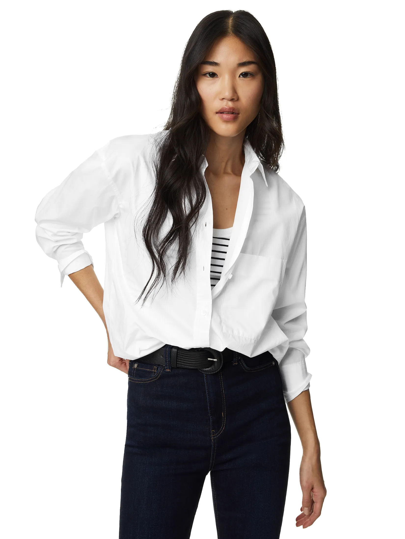 MARKS & SPENCER Women Oversized Shirt Pure Cotton White