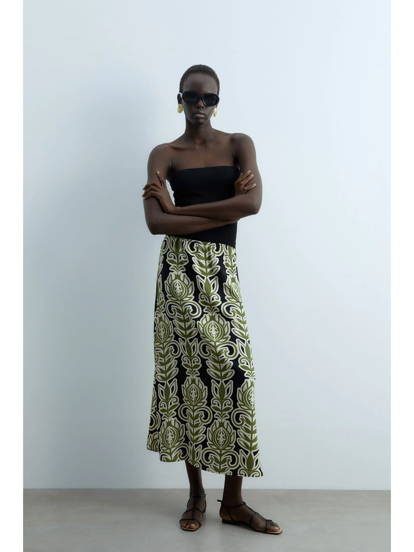 SFERA Women Skirt Printed Midi Green