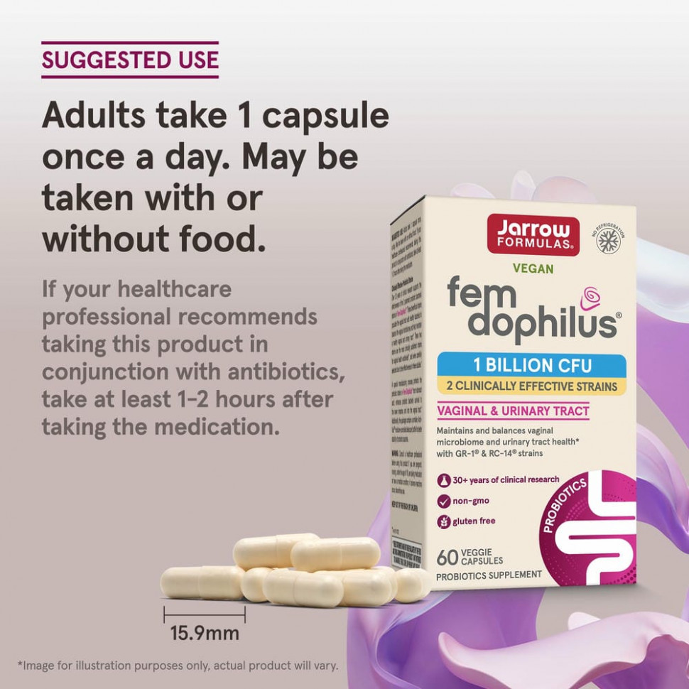 Jarrow Formulas, Fem Dophilus, добавка для женщин, 60 растительных капсул