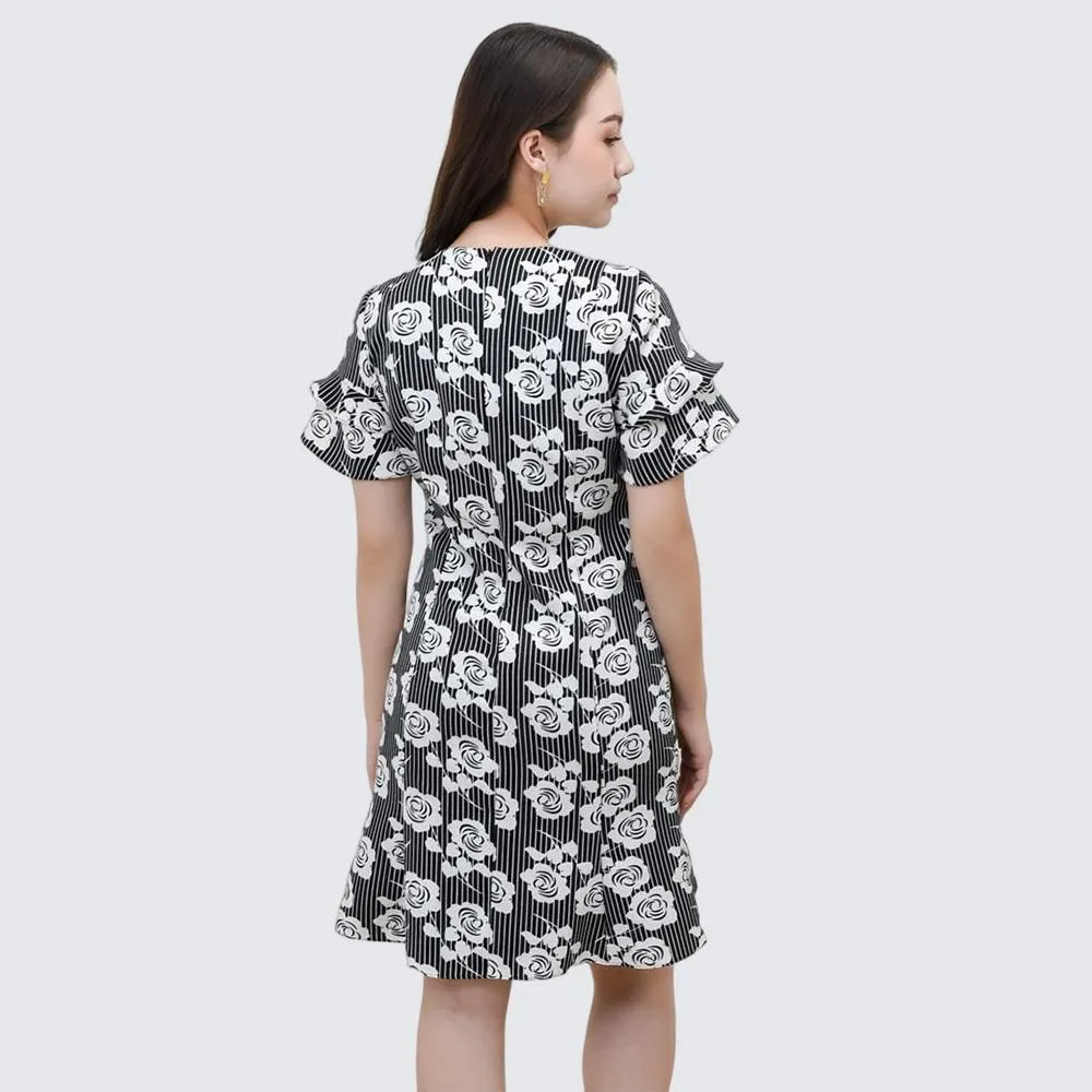 VERONIQA Women Dress Como Linen Slarf Black