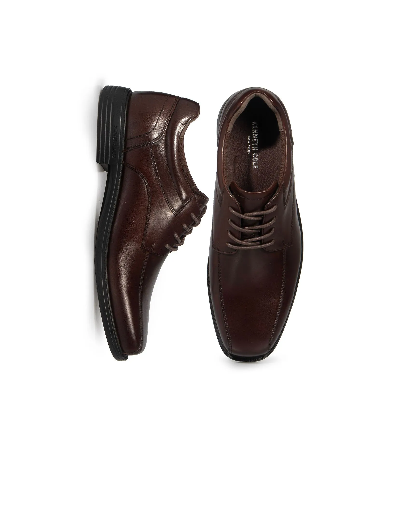 KENNETH COLE MEN DRESS SHOES WIDER FIT LACE UP / DARK BROWN