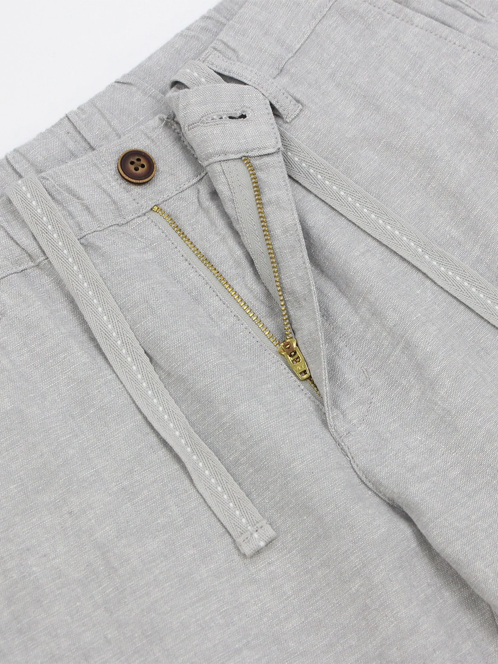 GIORDANO Men's Slim Taper Linen Khaki Pants Grey x White