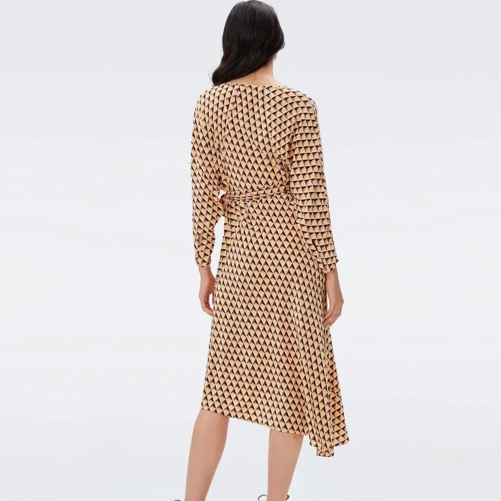 DIANE VON FURSTENBERG DVF ELOISE TWO DRESS FEBRUARY GEO YOKE YELLOW