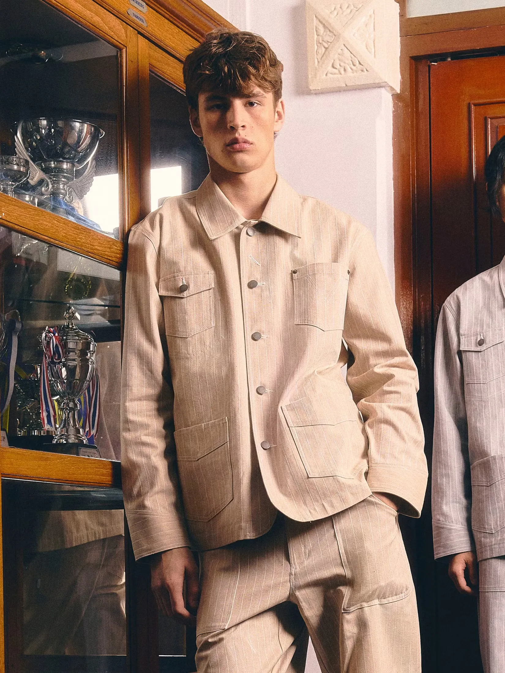 MOO [MOO 5/25]  Signature Striped Jacket Beige