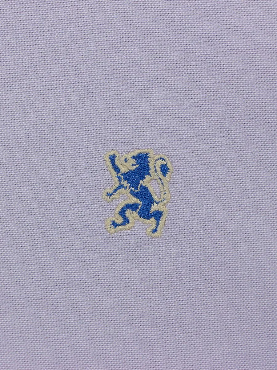 GIORDANO Men's Long Sleeve Embroidery Oxford Shirt  Light Voilet Purple