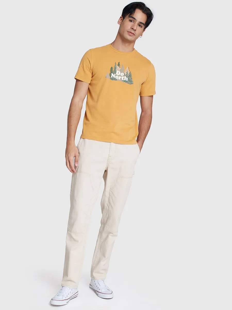 DEFRY 01 Men T-Shirt Short-Sleeves Graphic Printed Yellow