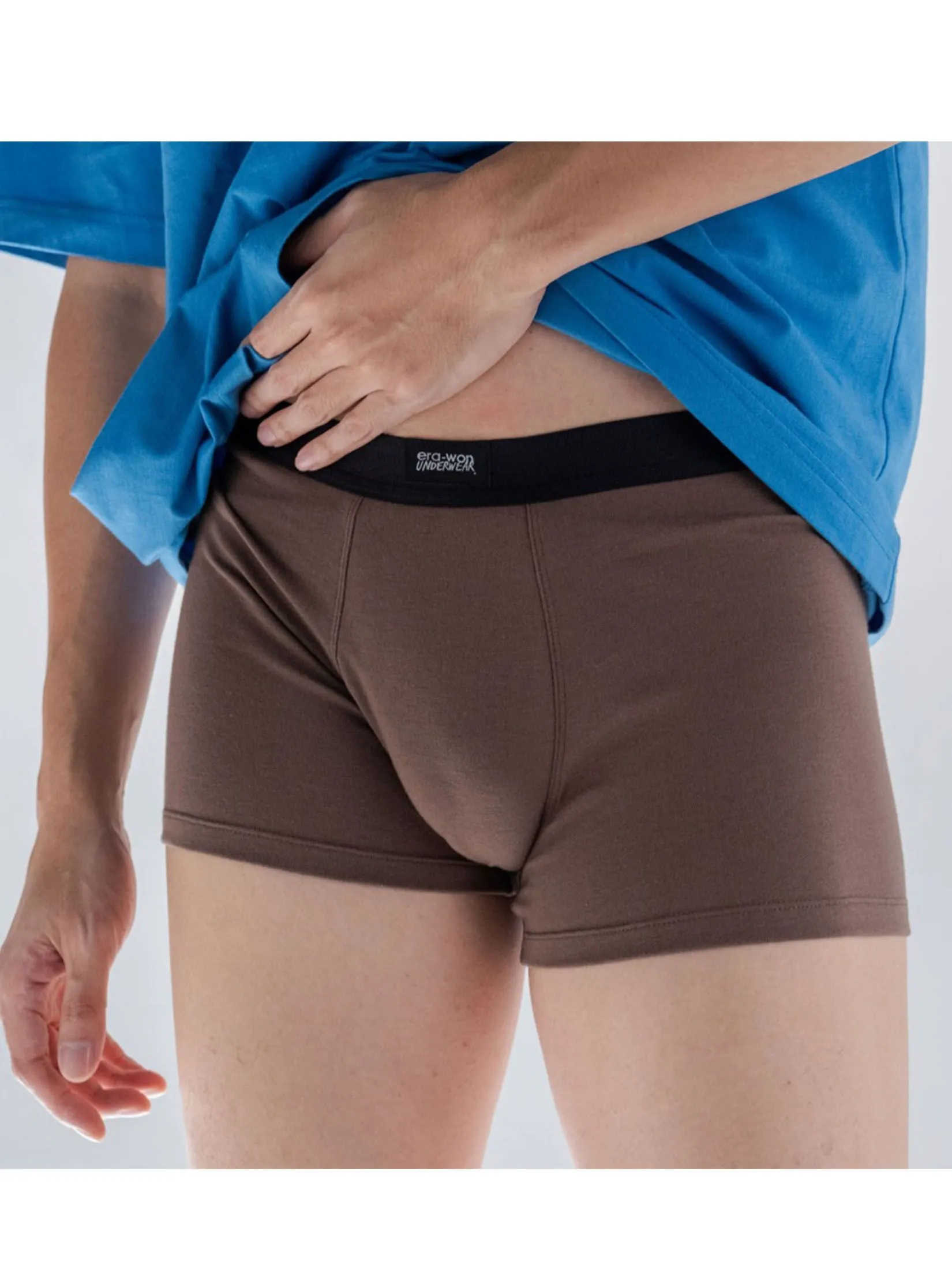 ERA-WON Men's Underwear trunk  Zinc Plus Anti-bac Black  and Brown 2 Pcs