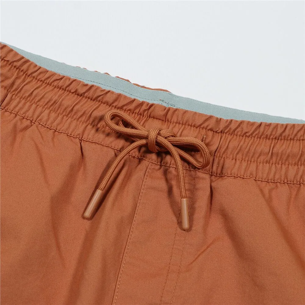 GIORDANO Orange Men's Mid-Rise Slim Fit Elastic Waist Twill Bermuda Shorts