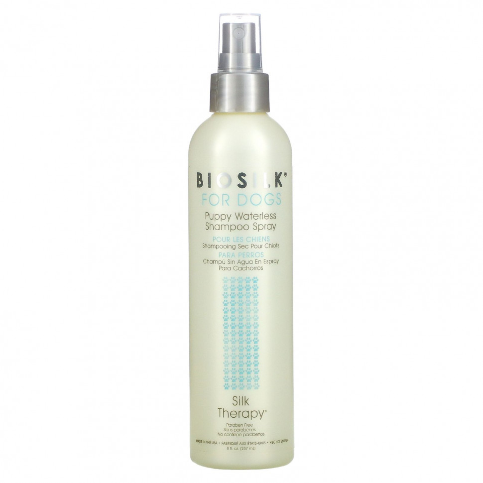 Biosilk, Silk Therapy, безводный шампунь-спрей для щенков, 237 мл (8 жидк. Унций)