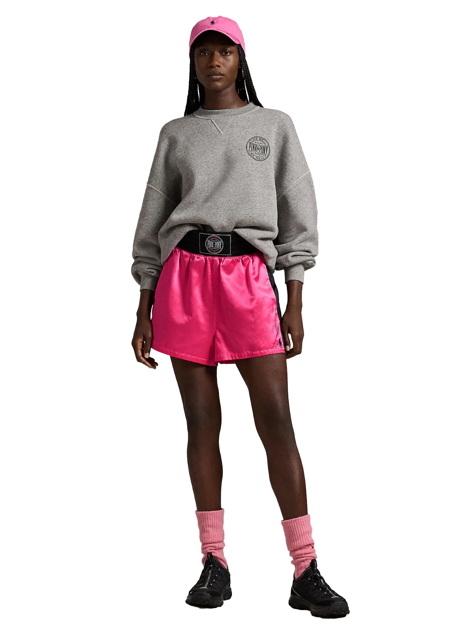 POLO RALPH LAUREN Women Shorts-Pink Pony Satin Boxing Short WMPOSHONBQ20084-PINK