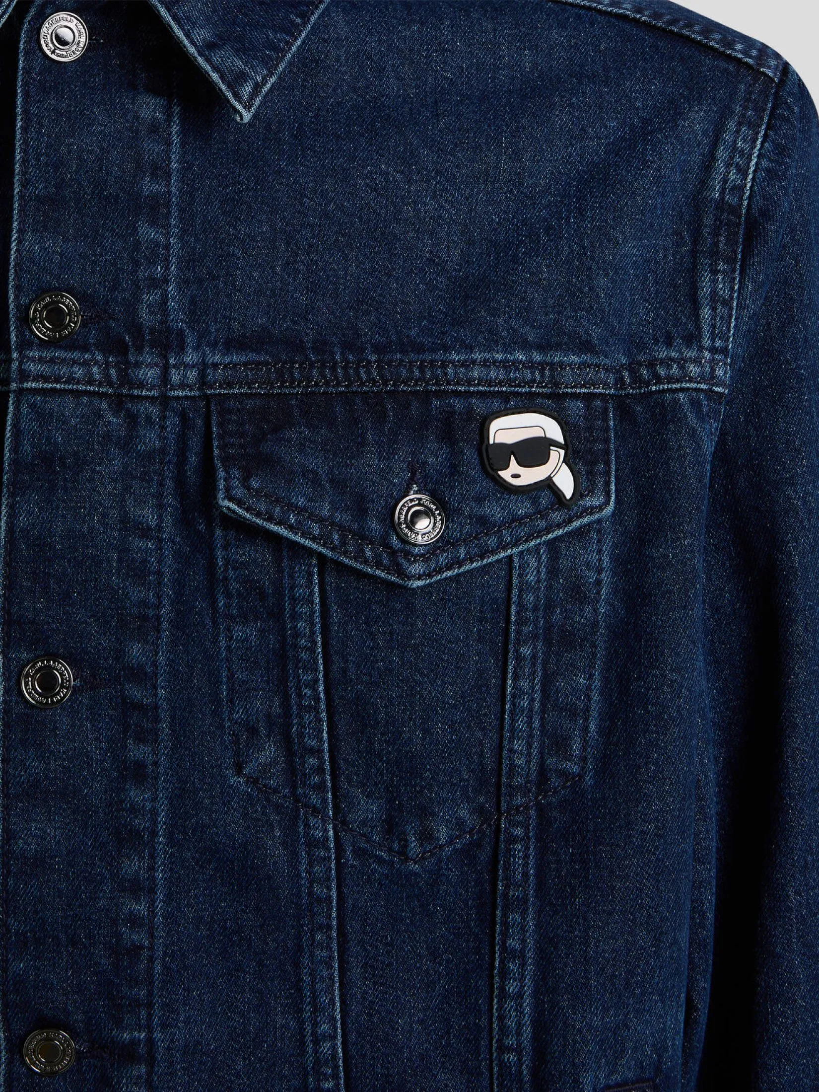 KARL LAGERFELD IKONIK 2.0 SLIM DENIM JACKET DARK BLUE DENIM