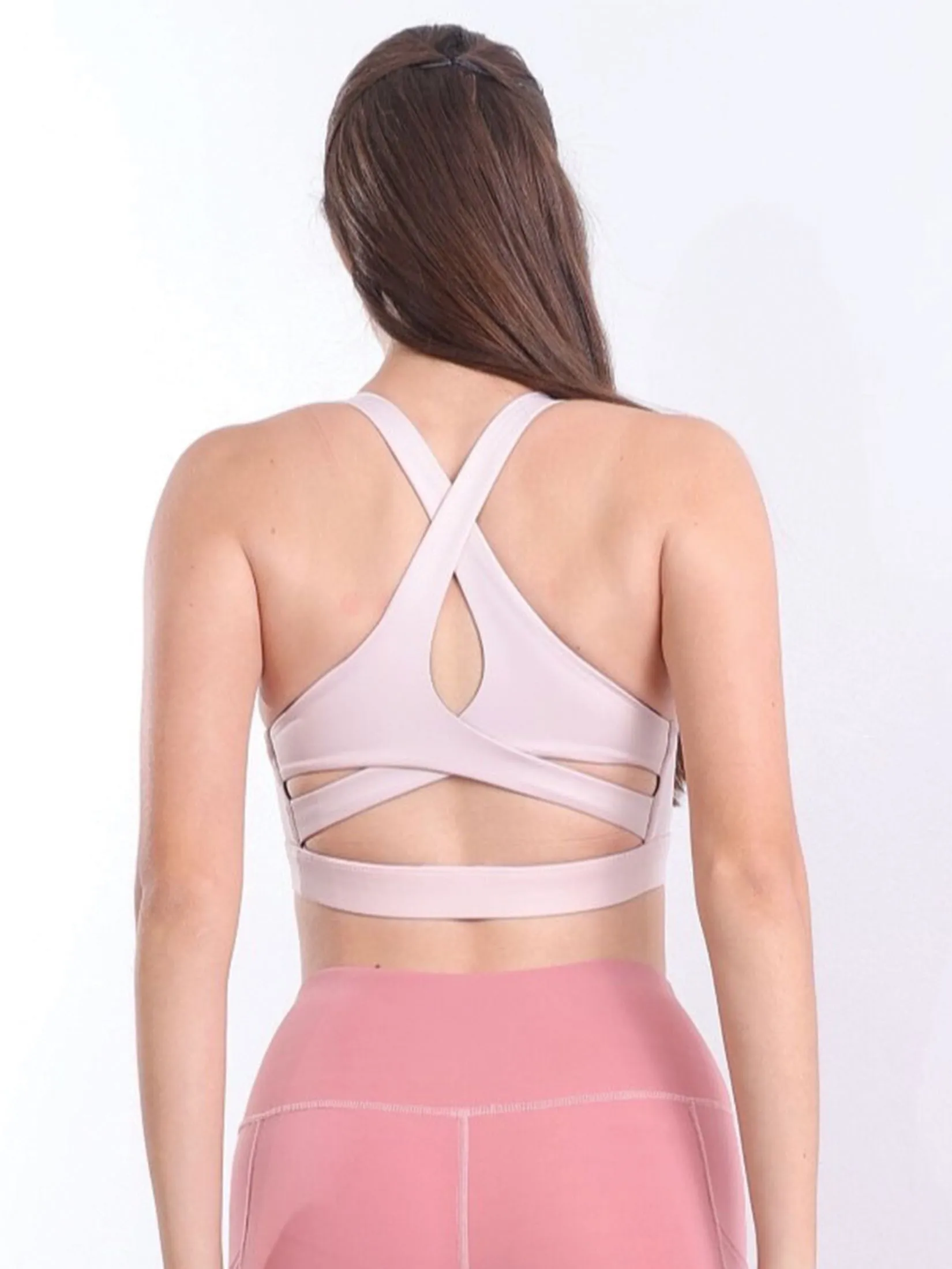 VANESSE Pink CROSS STRAP SPORT BRA (029068)
