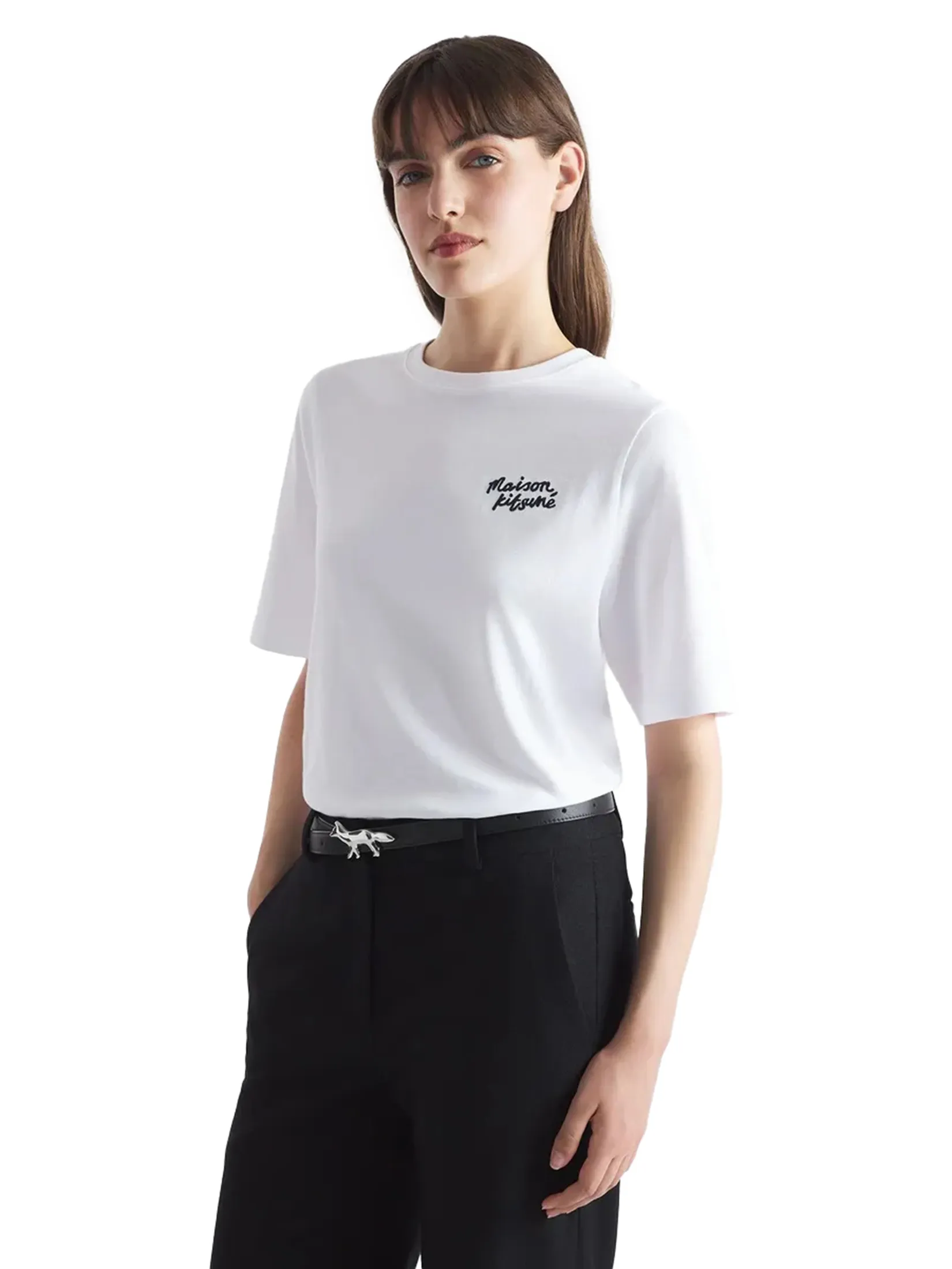 MAISON KITSUNÉ Women T-Shirt Maison Kitsune Handwriting Embroidered Comfort