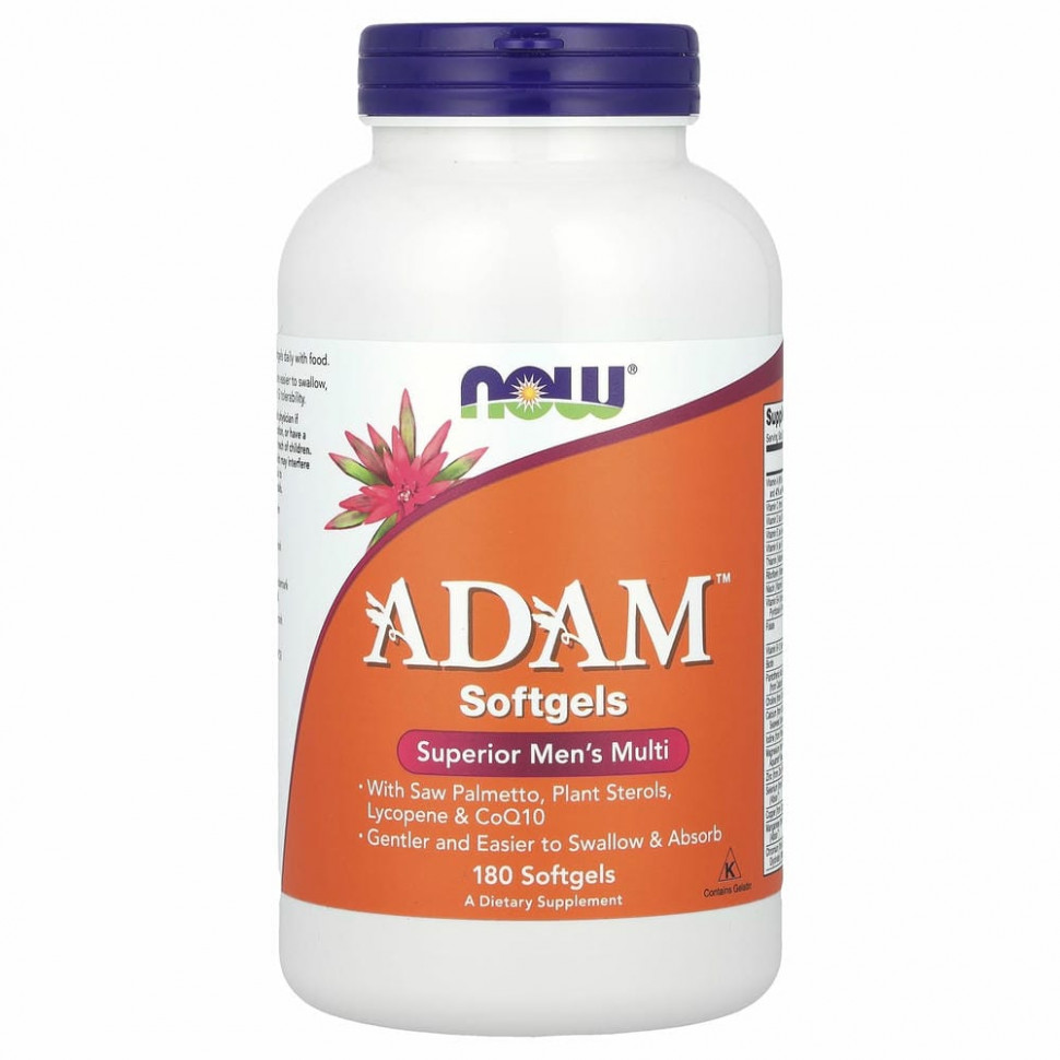 NOW Foods, ADAM, превосходные мультивитамины для мужчин, 180 мягких таблеток