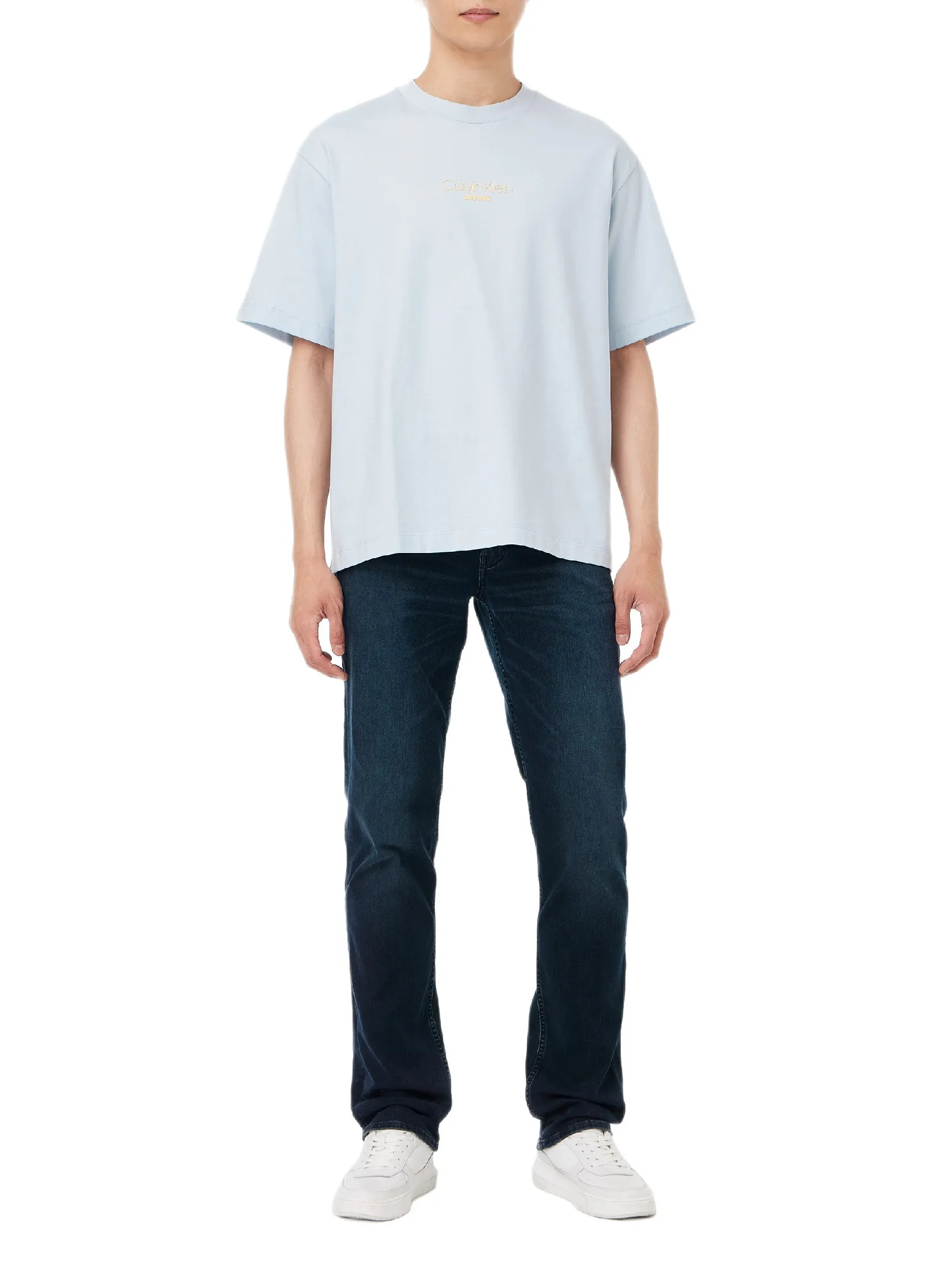 CALVIN KLEIN Men s Relaxed Fit CKJ Graphic Short Sleeve T-Shirt Light blue