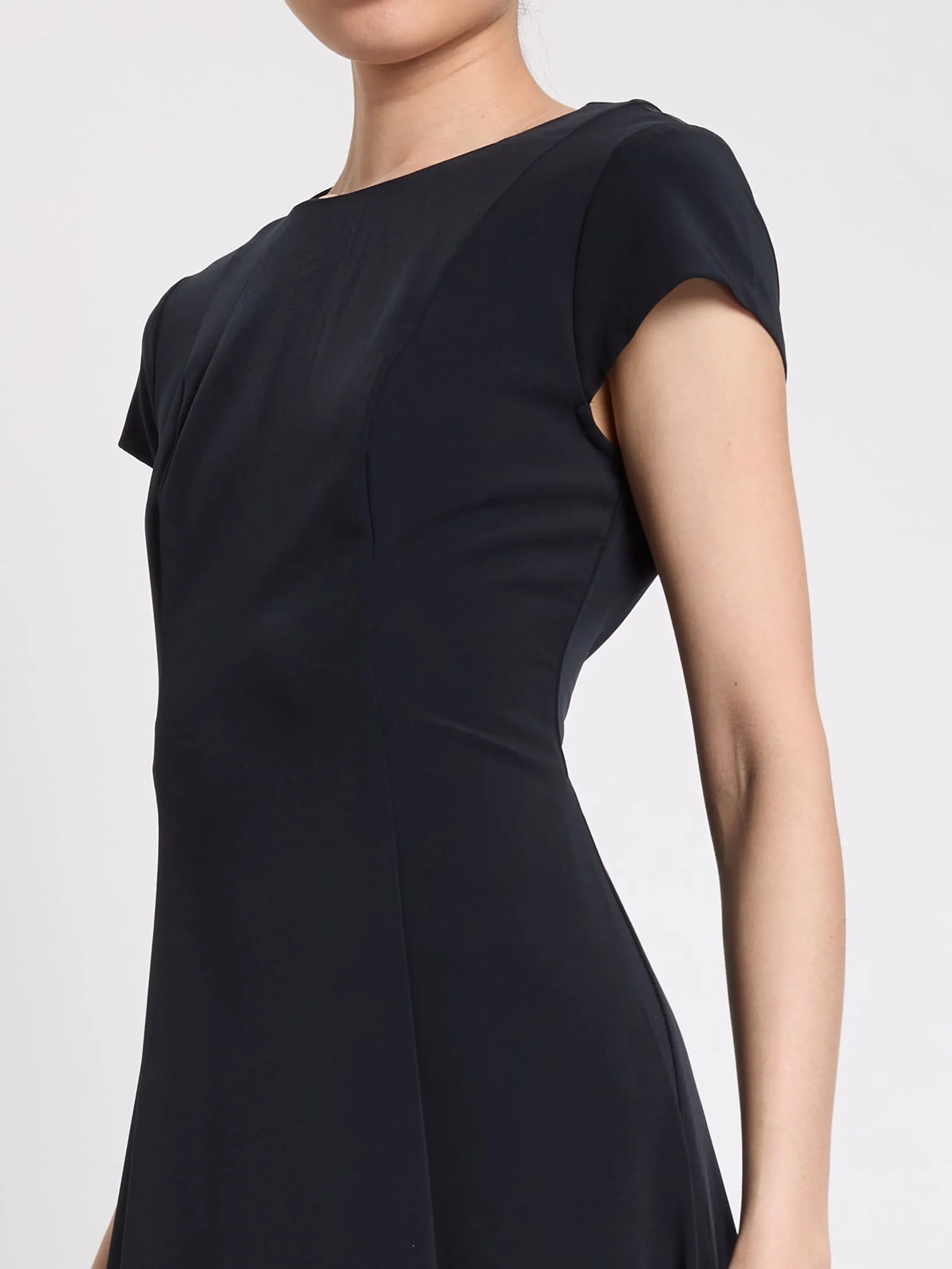 EXPRESSIONS Women Dress Cap Sleeves With Front Stitch Detail