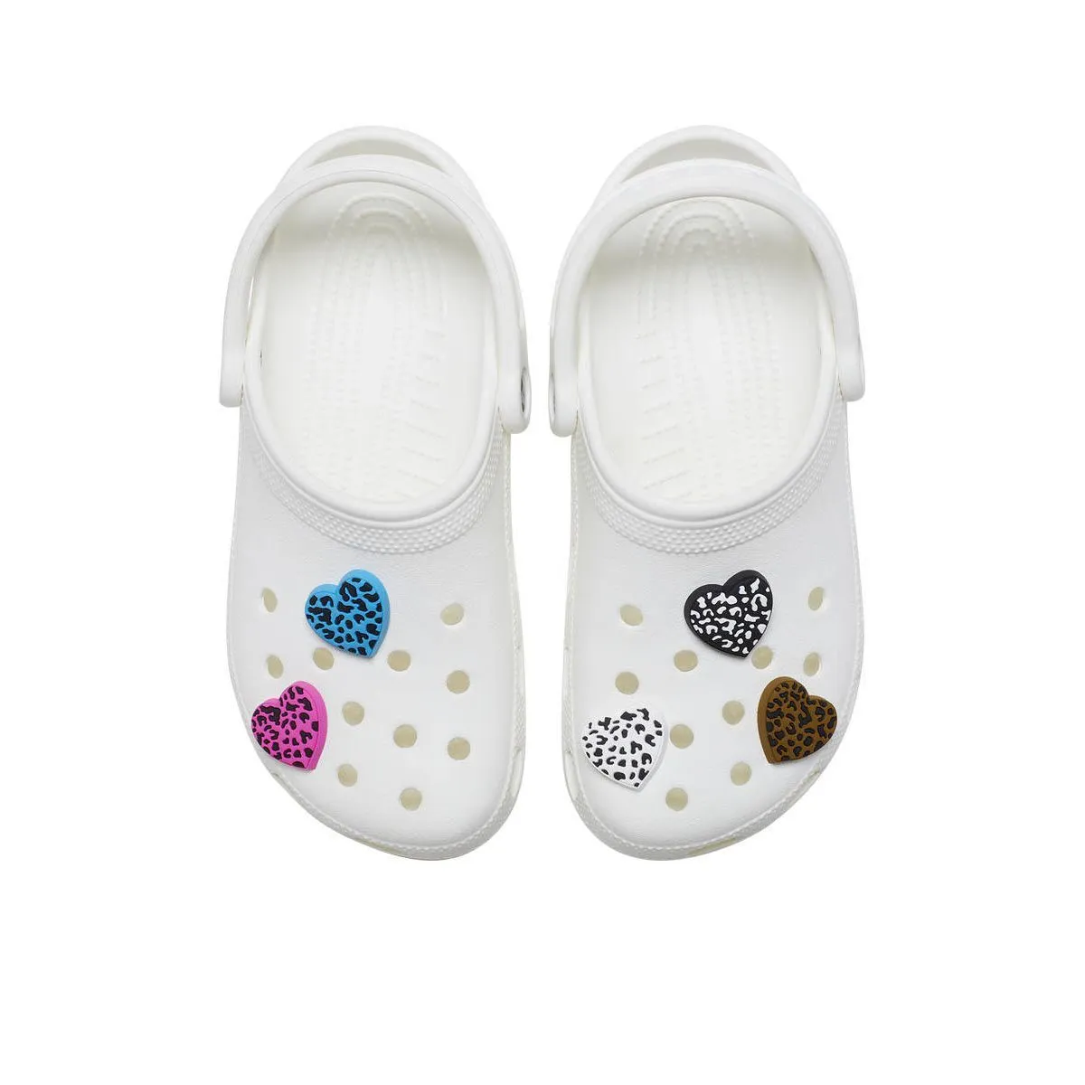 CROCS Jibbitz Shoes Charm Leopard Animal Print Heart 5-Pack Multi Color - CR024AC047DKTH