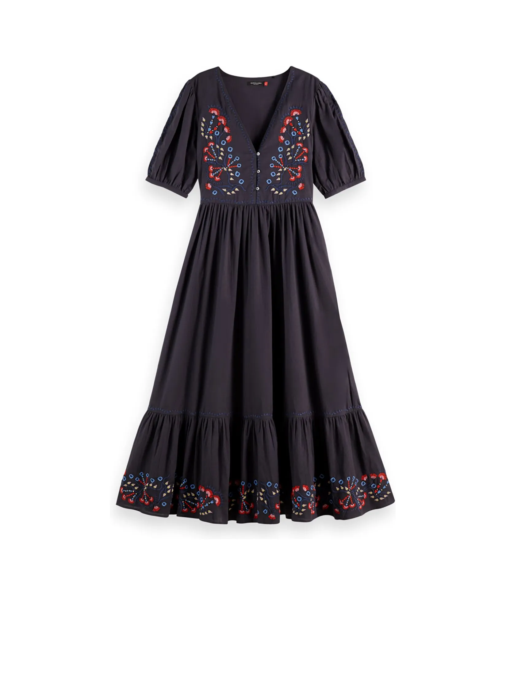 SCOTCH&SODA Women Maxi Dress Embroidered Charcoal Art