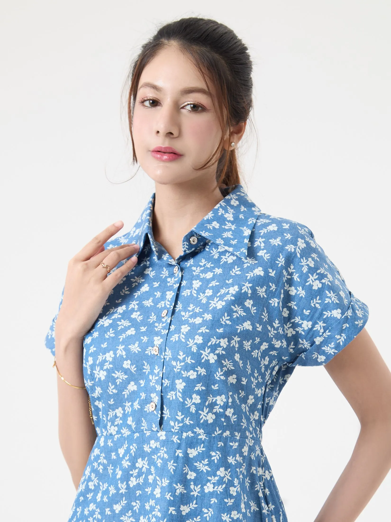 EP Mini Floral Print Dress Woman Blue