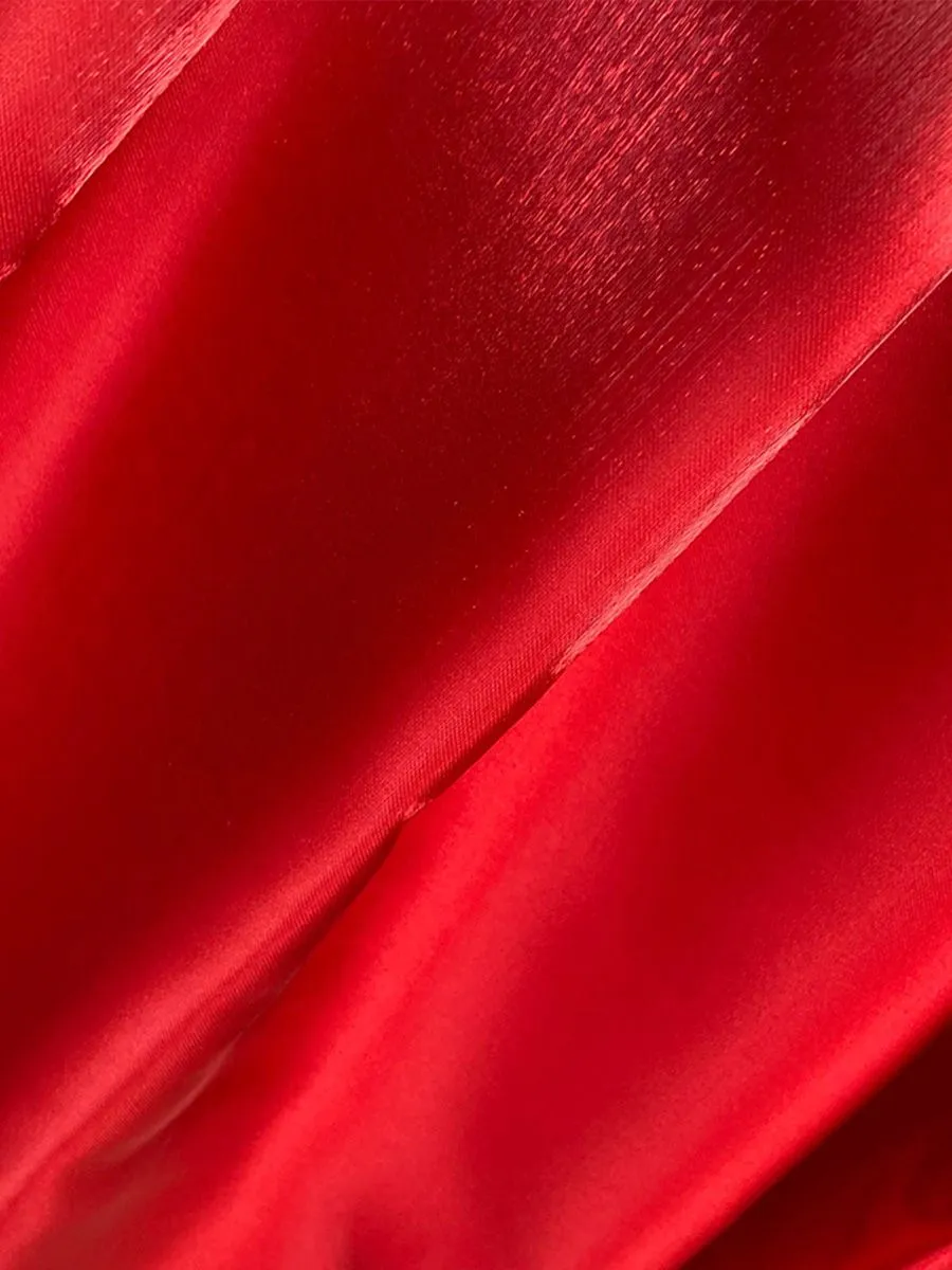 ICONIC WOMAN RED GLOSSY MAXI SKIRT