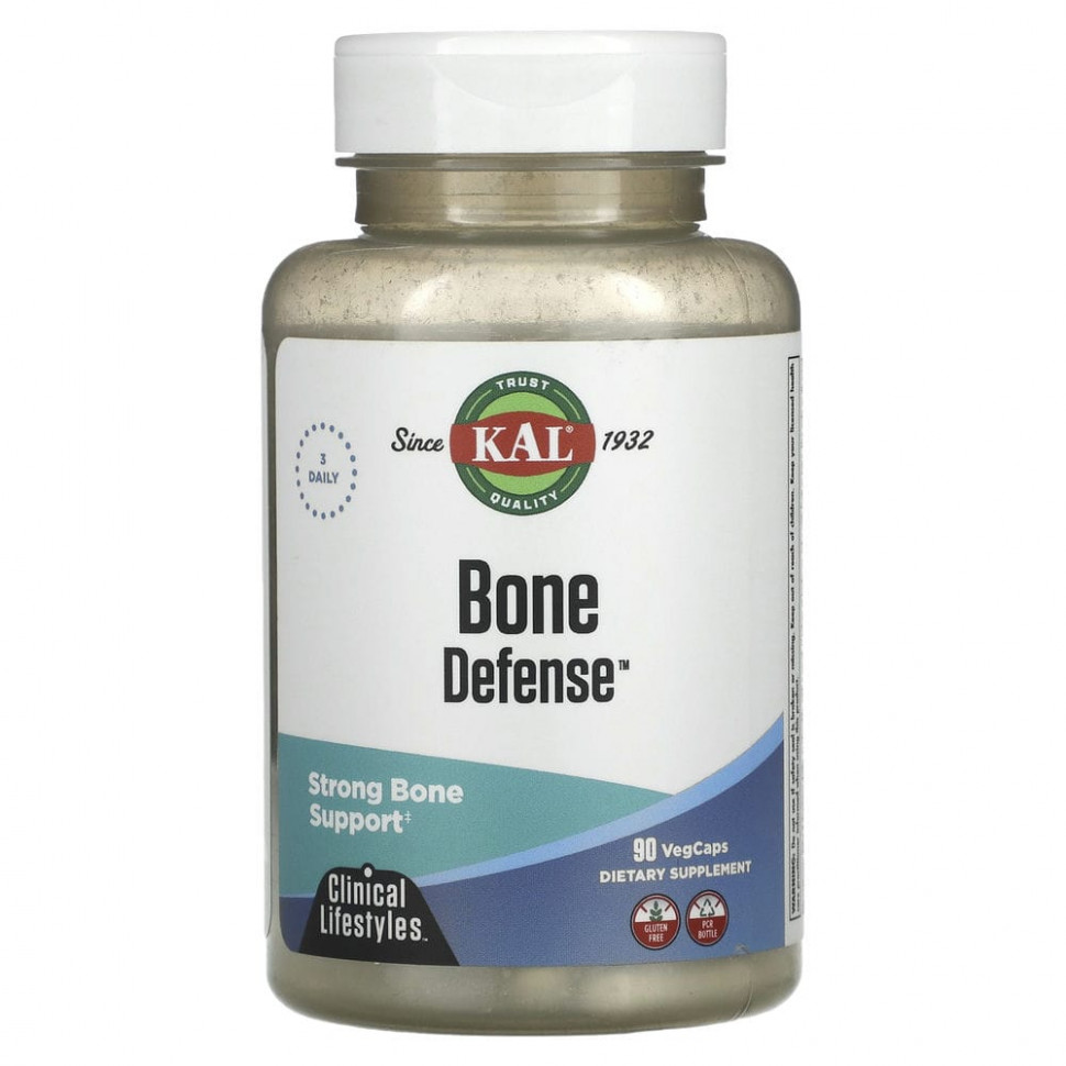 KAL, Bone Defense, защита костей, 90 вегетарианских капсул