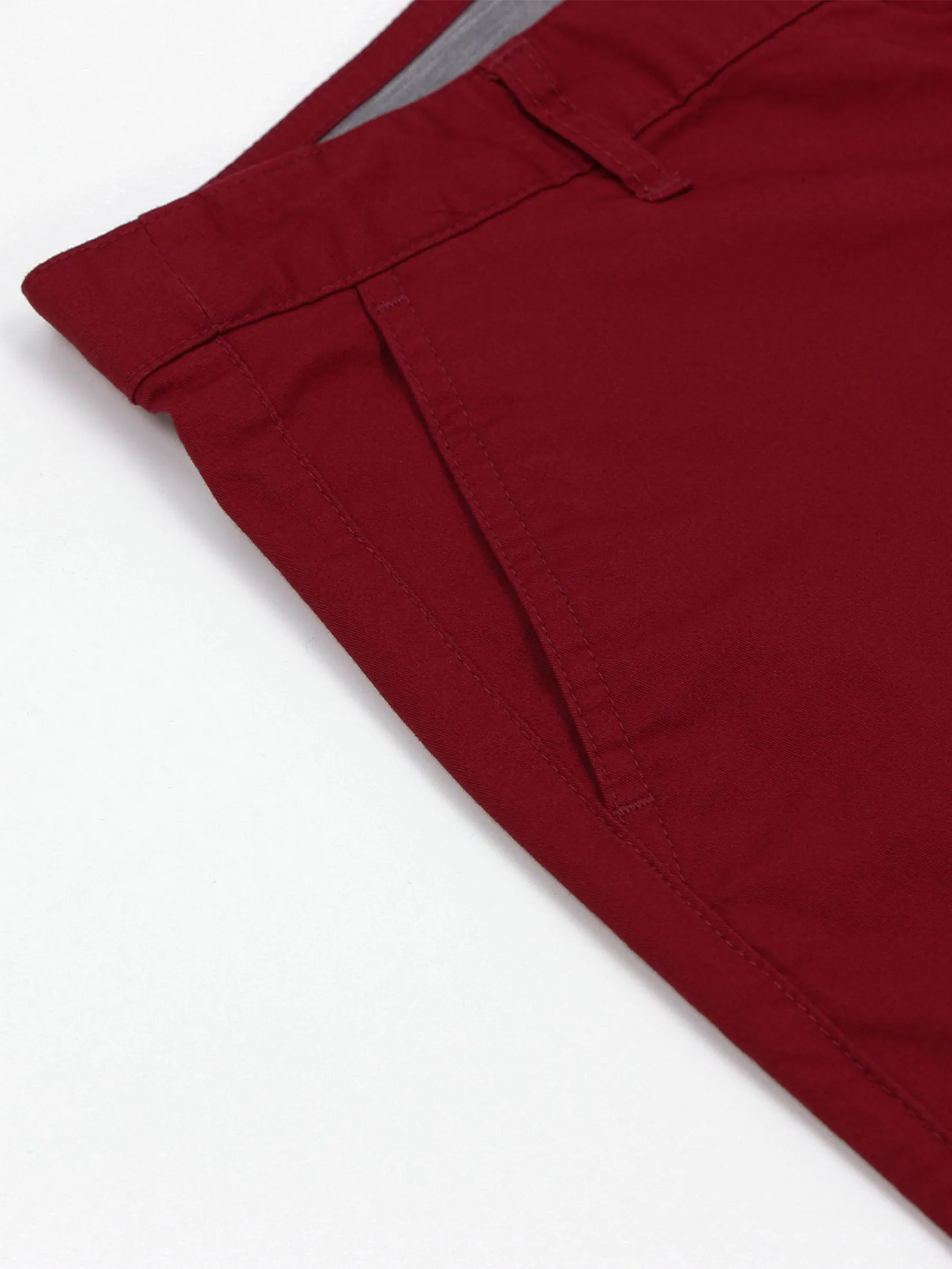 GIORDANO Women's Twill Mid-Rise Slim Fit Pocket Shorts (180 Elastic Waistband) Biking red