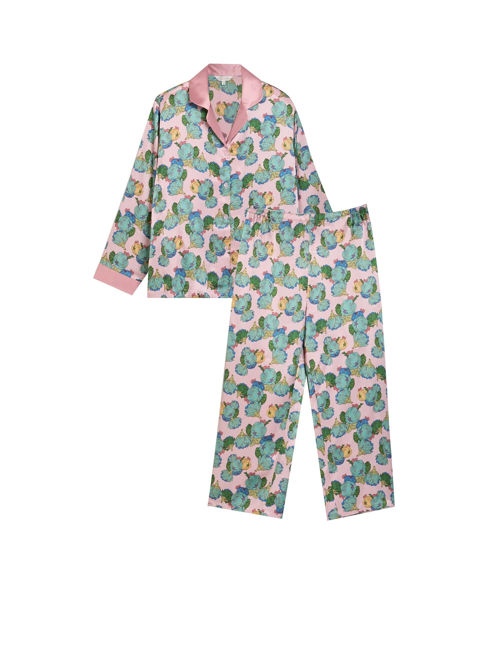 ELIZABETH Women Pyjamas Shirt Long Sleeves + Pants Pink