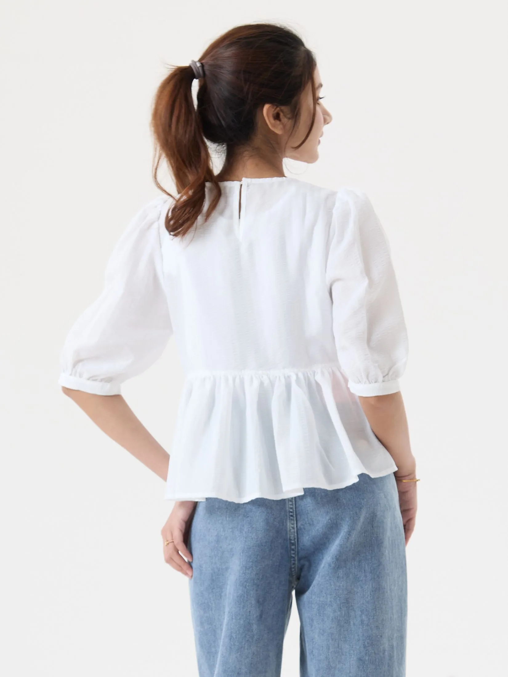 EP Peplum Blouse Woman Off White