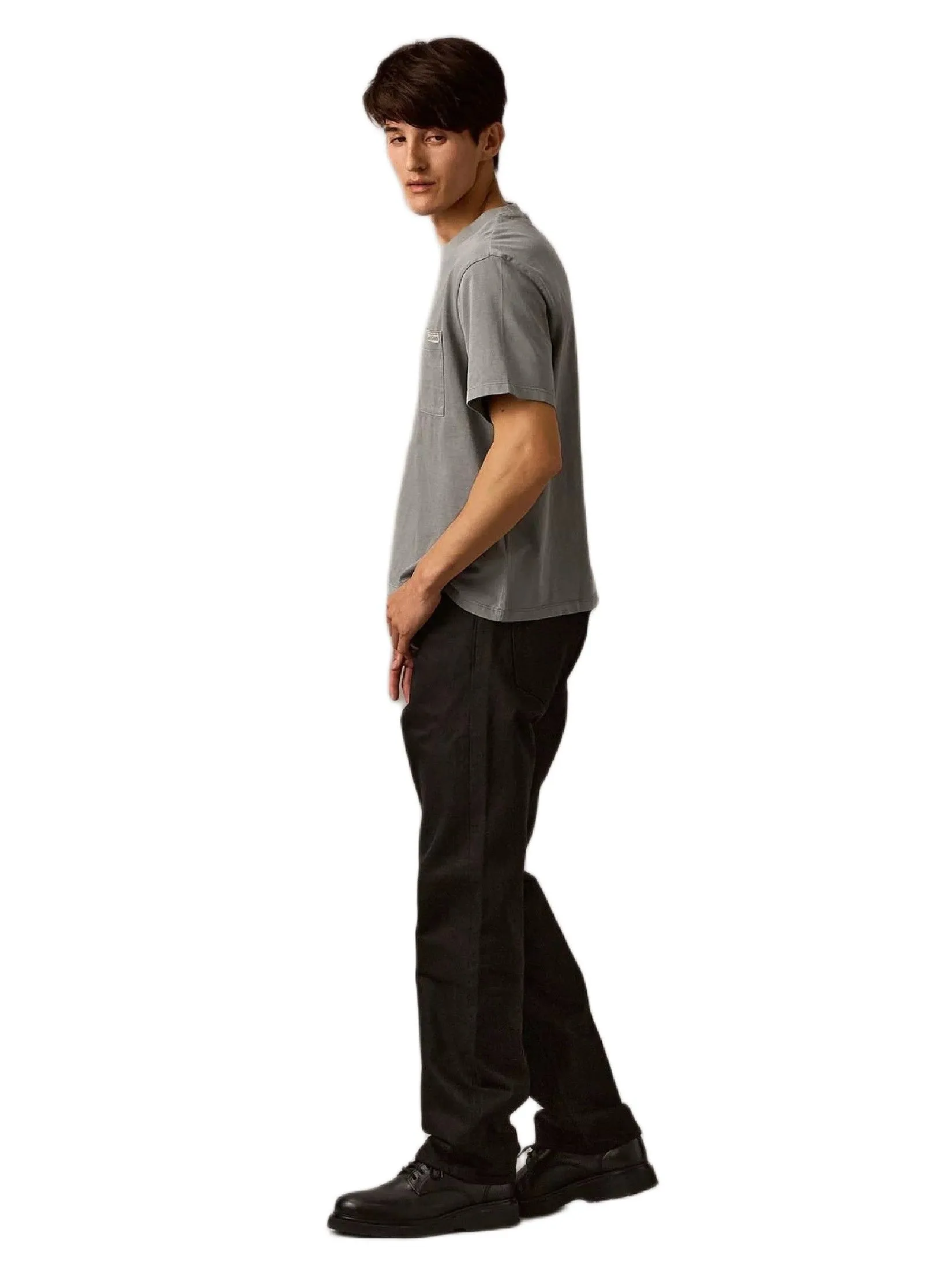 CALVIN KLEIN Men's Cropped Easy Tee Deep Gray