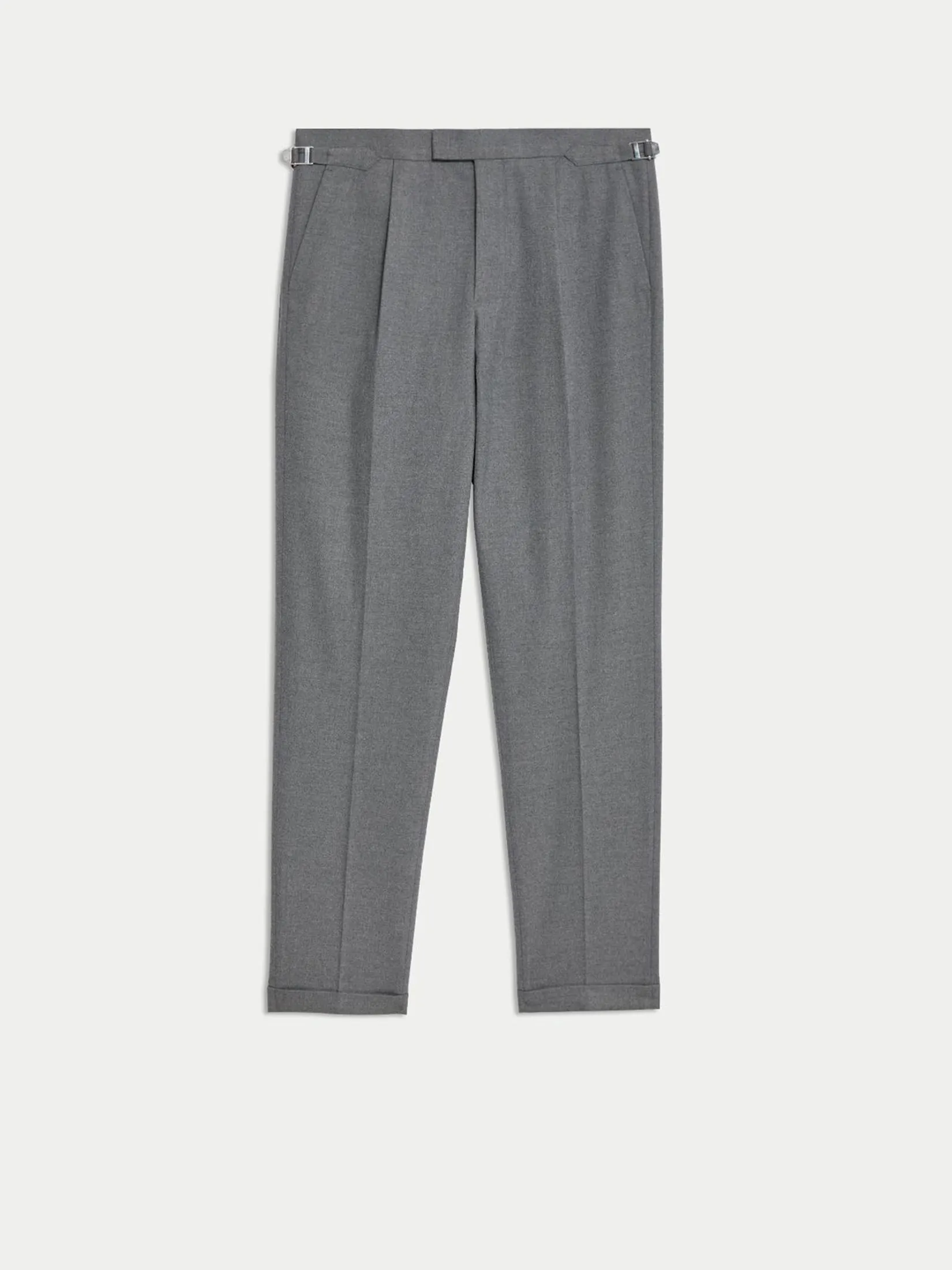 MARKS & SPENCER Men Pleat Trousers Tailored Fit Twill Single Grey