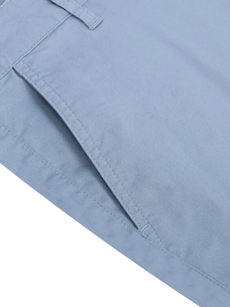 GIORDANO Women's Twill Mid-Rise Slim Fit Pocket Shorts (180 Elastic Waistband) Periwinkle Blue