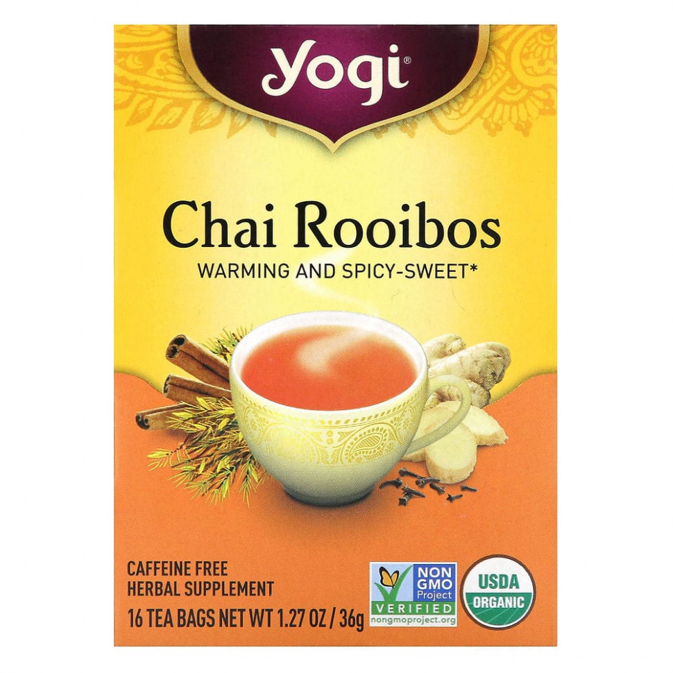 Yogi Tea, чай ройбуш, без кофеина, 16 чайных пакетиков, 36 г (1,27 унции)