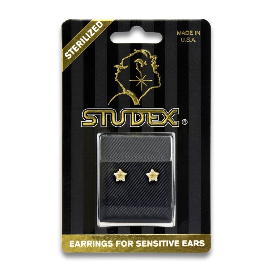 Studex Sensitive Sterilized For Sensitive Ear Gold Plated Cubic Zirconia Star Cut